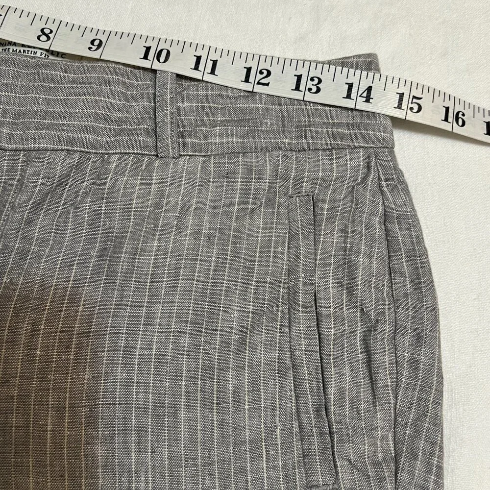 Banana Republic Martin Fit Linen Pants Women's Petite 4P Gray Wide Leg Career
